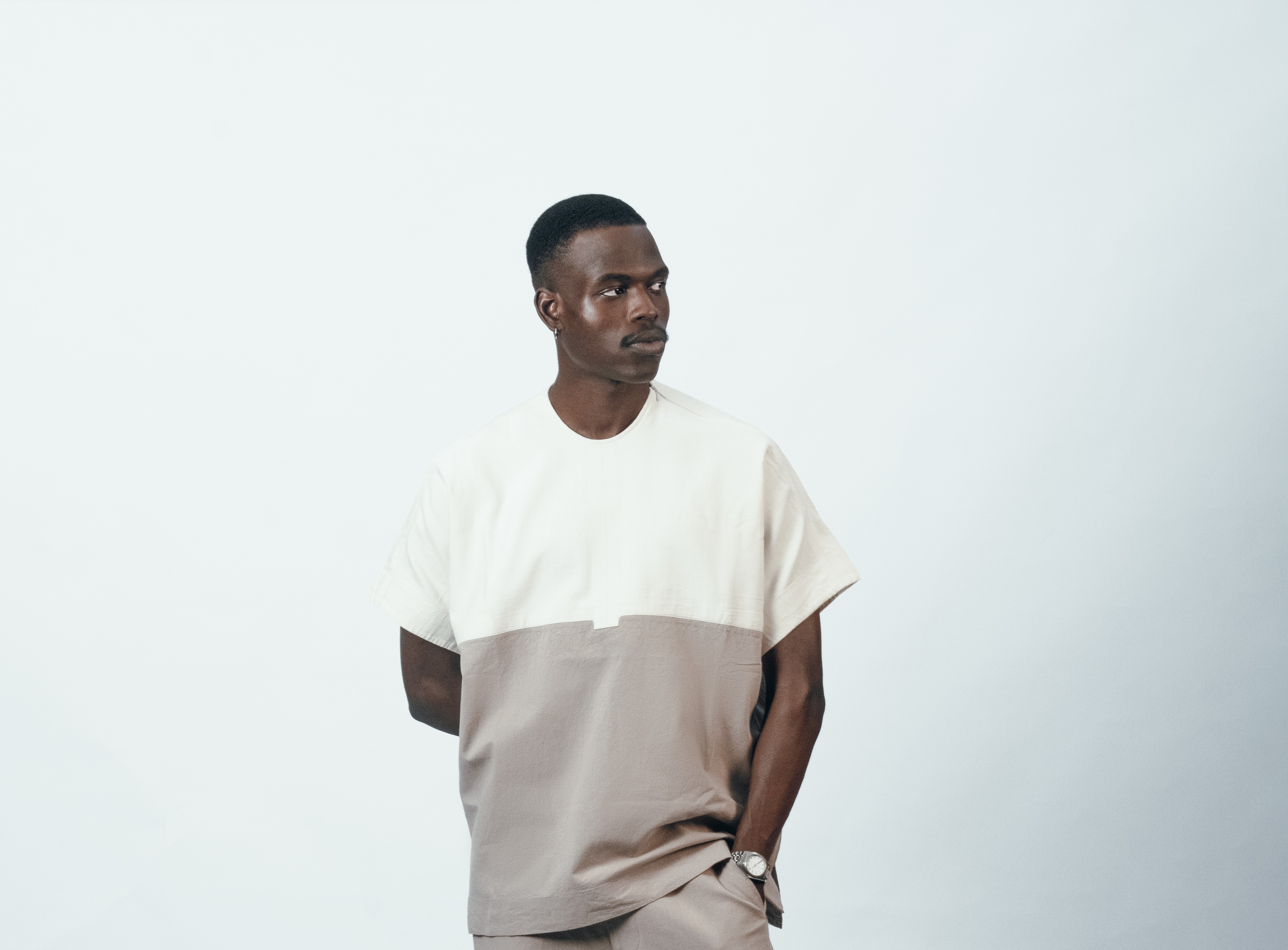Two-Tone Linen Top